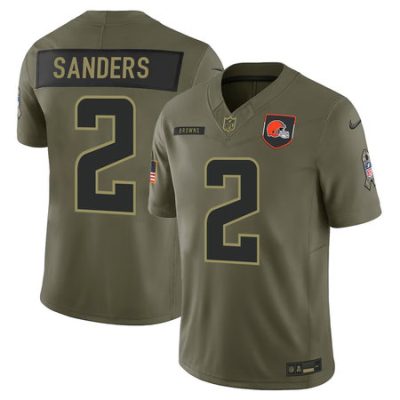 Youth Cleveland Browns #2 Shedeur Sanders Olive 2025 Salute to Service Retired Limited Jersey