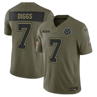 Youth's Dallas Cowboys #7 Trevon Diggs  Olive 2025 Salute to Service Retired Limited Jersey