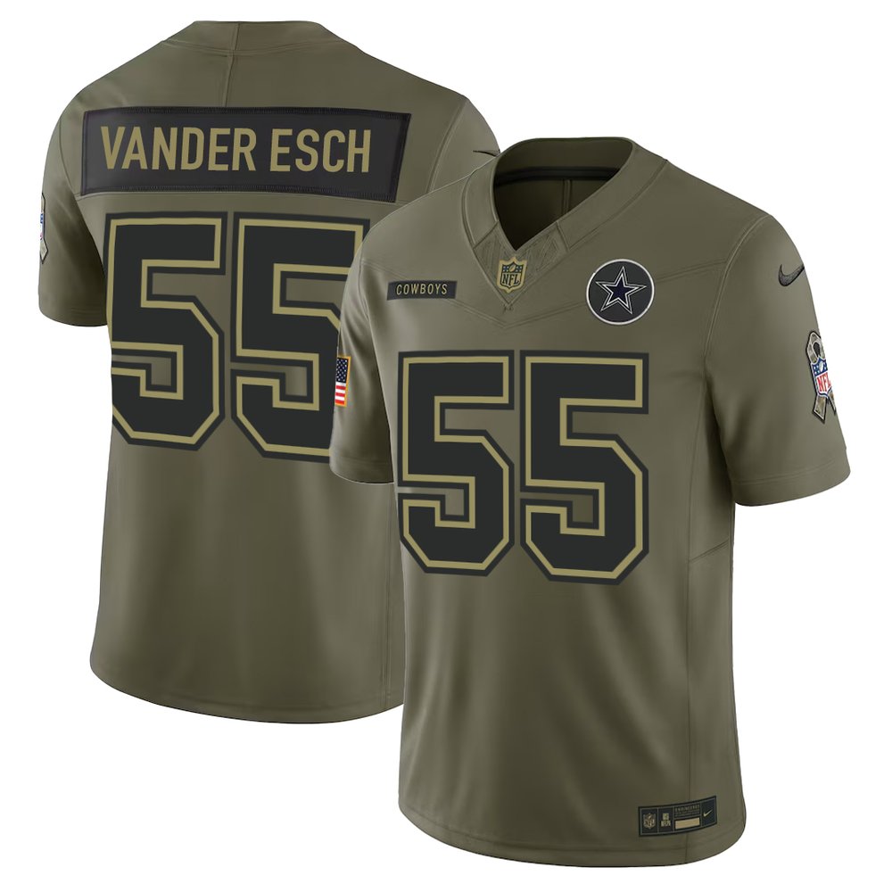 Men's Dallas Cowboys #55 Leighton Vander Esch Olive 2025 Salute to Service Retired Limited Jersey