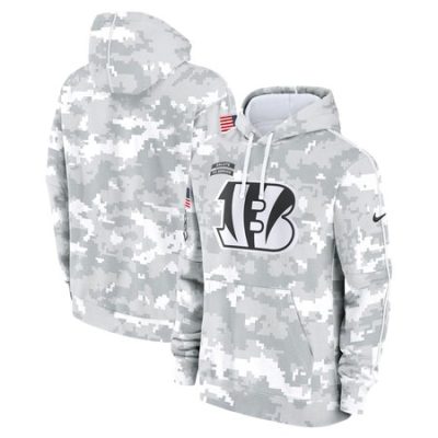Men's Cincinnati Bengals  Arctic Camo 2024 Salute To Service Big & Tall Club Fleece Pullover Hoodie