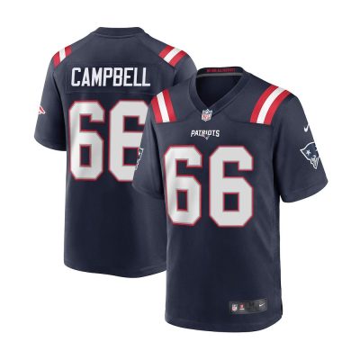 Men's New England Patriots #66 Will Campbell  Navy 2025 NFL Draft First Round Pick Game Jersey