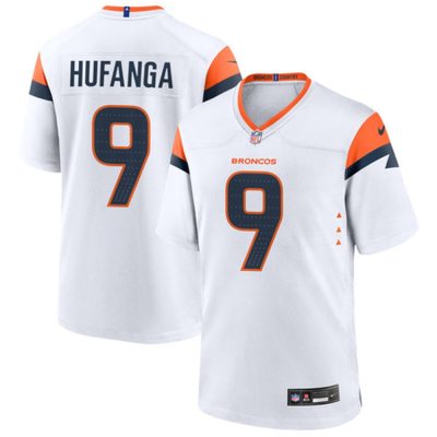 Youth Denver Broncos #9 Talanoa Hufanga White Alternate Game Jersey