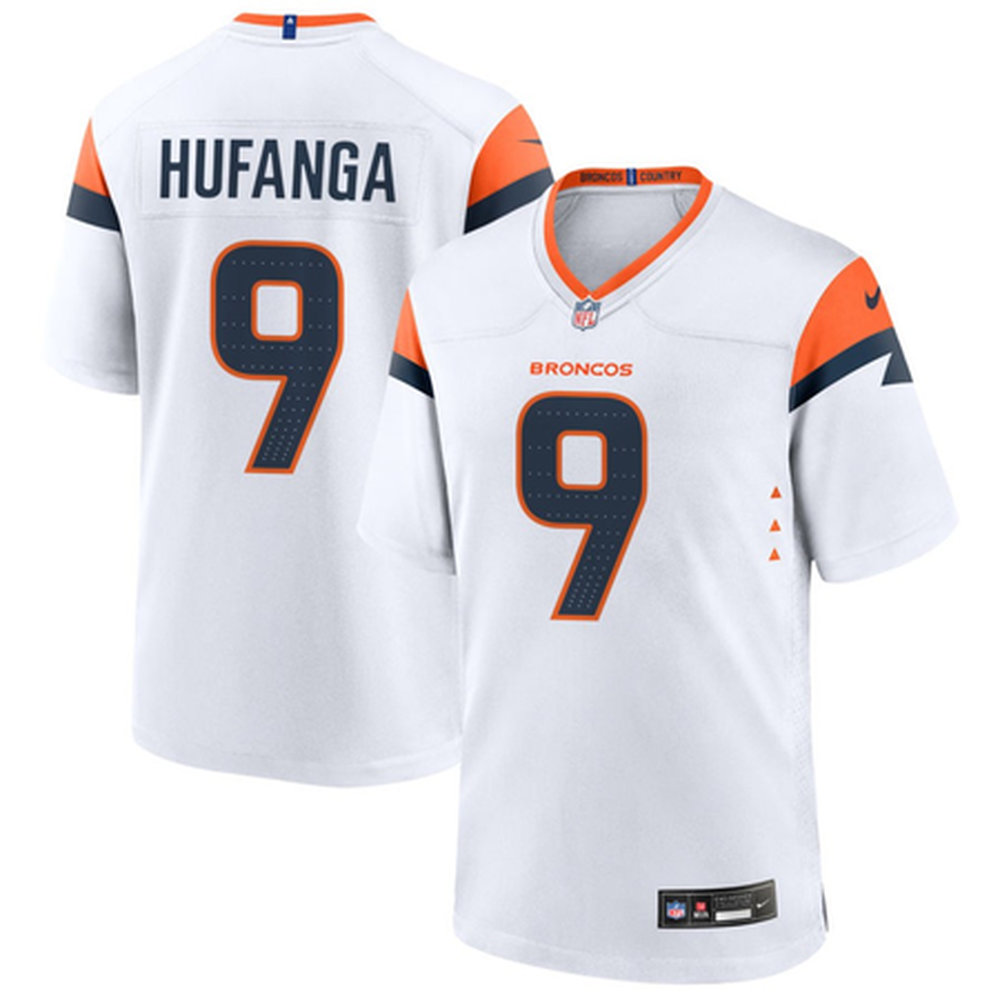 Youth Denver Broncos #9 Talanoa Hufanga White Alternate Game Jersey