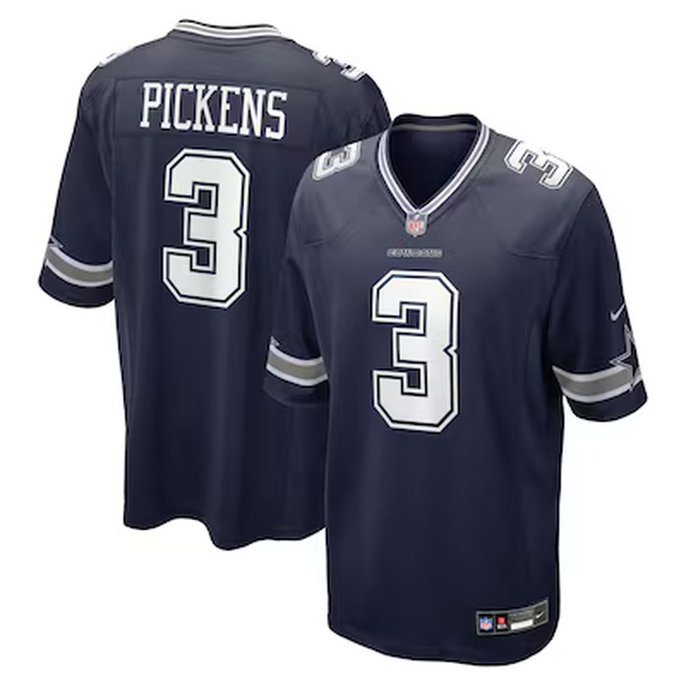 Men's Dallas Cowboys #3 George Pickens Navy Game Jersey