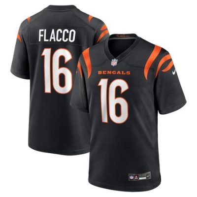 Men's Cincinnati Bengals #16 Joe Flacco  Black Team Game Jersey