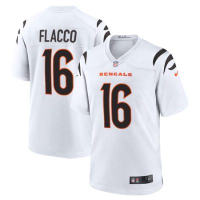 Men's Cincinnati Bengals #16 Joe Flacco  White Team Game Jersey
