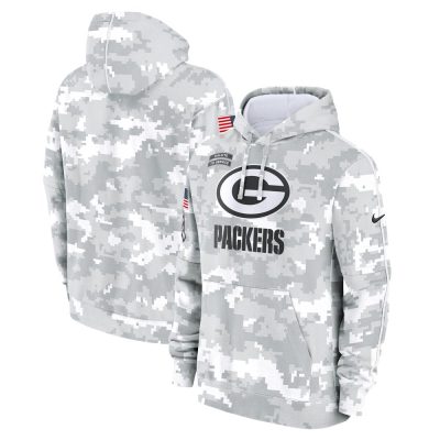 Men's Green Bay Packers  Arctic Camo 2024 Salute to Service Club Fleece Pullover Hoodie