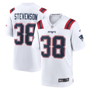 Men's New England Patriots #38 Rhamondre Stevenson  White Game Player Jersey