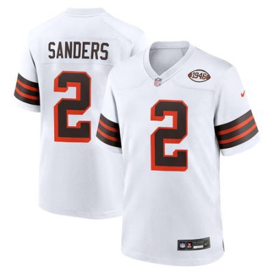 Men's Cleveland Browns #2 Shedeur Sanders White 2025 NFL Draft 2nd Alternate Game Jersey