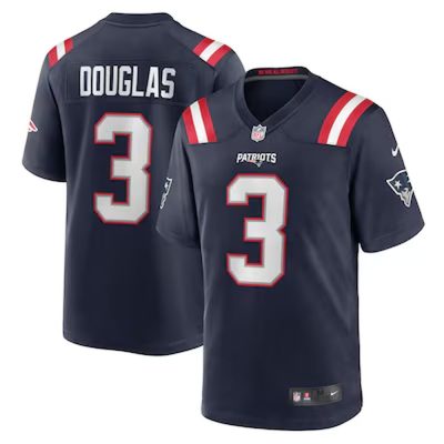 Men's New England Patriots #3 Demario Douglas  Navy Game Jersey