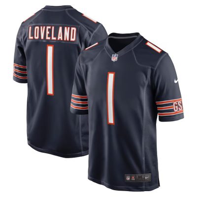 Youth Chicago Bears #1 Colston Loveland  Navy 2025 NFL Draft First Round Pick Game Jersey