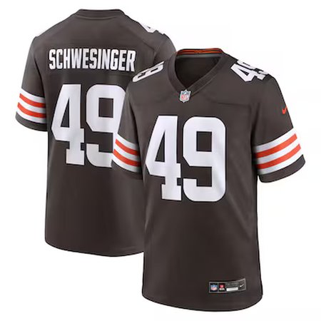 Men's Cleveland Browns #49 Carson Schwesinger Brown 2025 NFL Draft Game Jersey