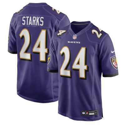 Youth Baltimore Ravens #24 Malaki Starks  Purple 2025 NFL Draft First Round Pick Game Jersey