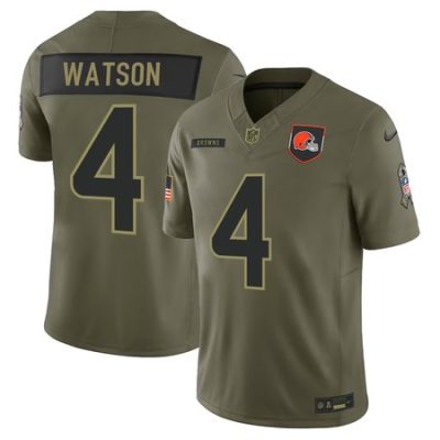Youth's Cleveland Browns #4  Deshaun Watson  Olive 2025 Salute to Service Retired Limited Jersey