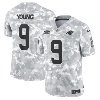 Men's Carolina Panthers Bryce Young  Arctic Camo 2024 Salute to Service Limited Jersey