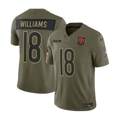 Youth's Chicago Bears #18 Caleb Williams  Olive 2025 Salute to Service Retired Limited Jersey