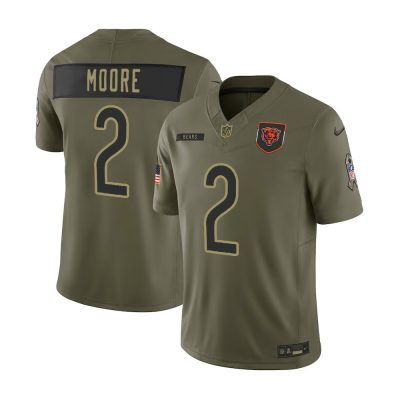 Youth's Chicago Bears #2 D.J. Moore  Olive 2025 Salute to Service Retired Limited Jersey