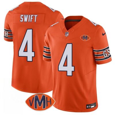 Youth Chicago Bears #4 D'Andre Swift Orange 2025 F.U.S.E. With VMH Patch Vapor Untouchable Limited Stitched Football Jersey