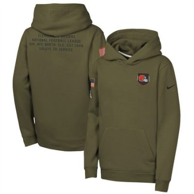 Youth Cleveland Browns Olive 2025 Salute to Service Club Fleece Hoodie