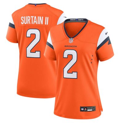 Women's Denver Broncos #2 Patrick Surtain II  Orange Mile High Collection Game Jersey