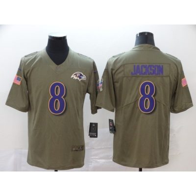 Men's Baltimore Ravens #8 Lamar Jackson Camo Salute To Service Stitched NFL Jersey