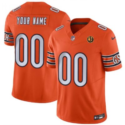 Men's Chicago Bears Active Player Custom Orange 2023 F.U.S.E. With John Madden Patch Vapor Limited Stitched Football Jersey