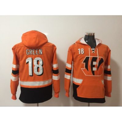 Men's Cincinnati Bengals #18 A.J. Green Orange All Stitched NFL Hoodie Sweatshirt