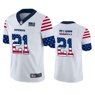 Men's Dallas Cowboys #21 Ezekiel Elliott  White 2019 USA Flag Fashion Stitched NFL Jersey