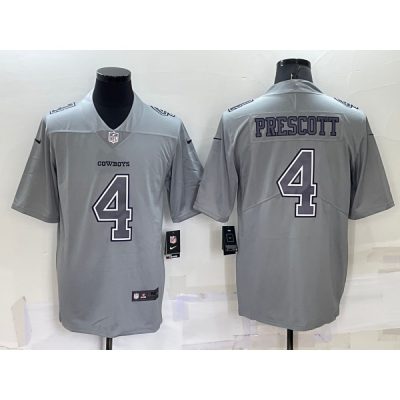 Men's Dallas Cowboys #4 Dak Prescott Grey Atmosphere Fashion Stitched Jersey