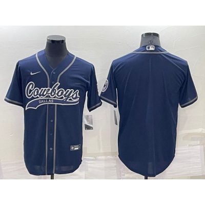 Men's Dallas Cowboys Blank Navy Cool Base Stitched Baseball Jersey