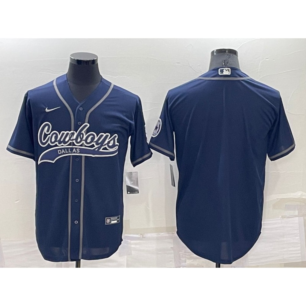 Men's Dallas Cowboys Blank Navy Cool Base Stitched Baseball Jersey