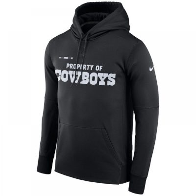 Men's Dallas Cowboys  Black Sideline Property Of Performance Pullover Hoodie