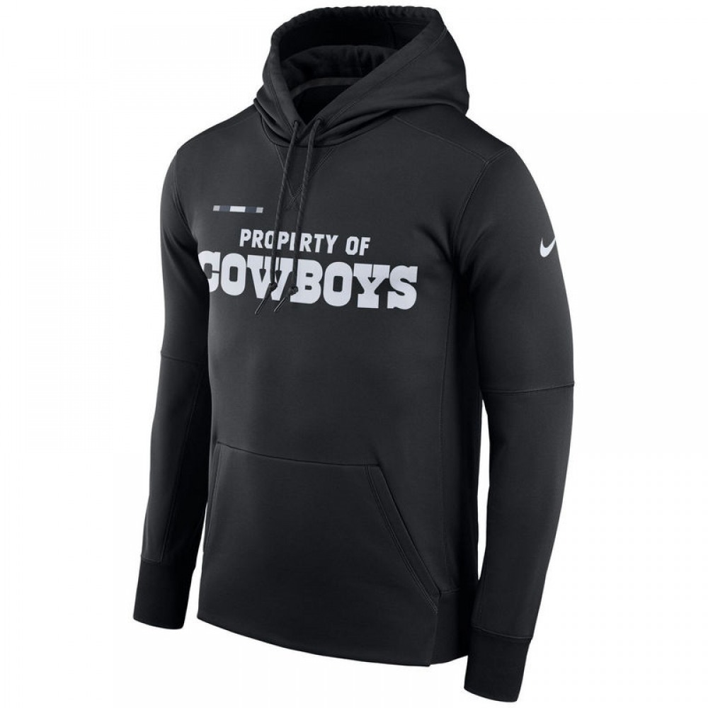 Men's Dallas Cowboys  Black Sideline Property Of Performance Pullover Hoodie