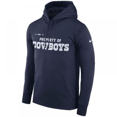 Men's Dallas Cowboys  Navy Sideline Property Of Performance Pullover Hoodie
