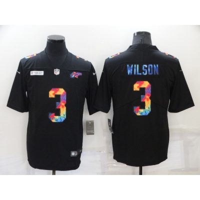 Men's Denver Broncos #3 Russell Wilson Black Crucial Catch Limited Stitched Jersey