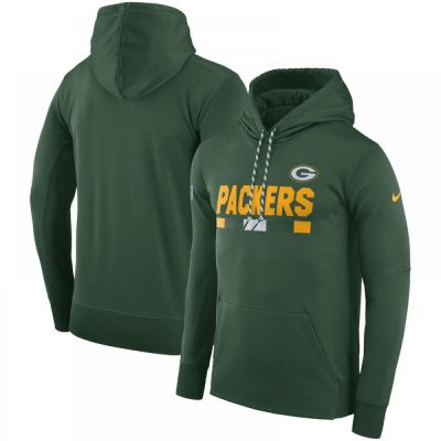 Men's Green Bay Packers  Green Sideline Team Name Performance Pullover Hoodie