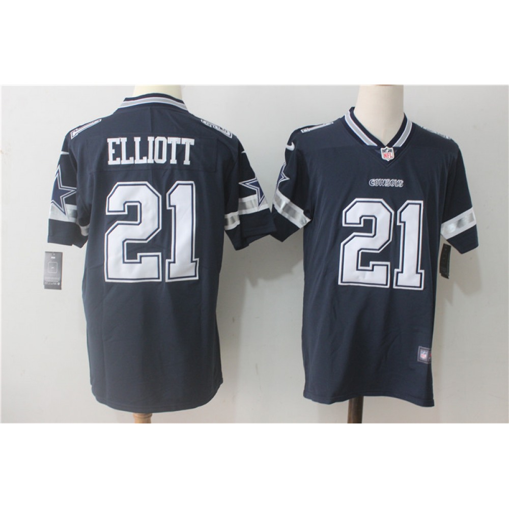 Men's  Dallas Cowboys #21 Ezekiel Elliott Navy Blue Team Color Stitched NFL Vapor Untouchable Limited Jersey