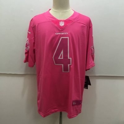 Men's  Dallas Cowboys #4 Dak Prescott Pink Limited Rush Stitched NFL Jersey