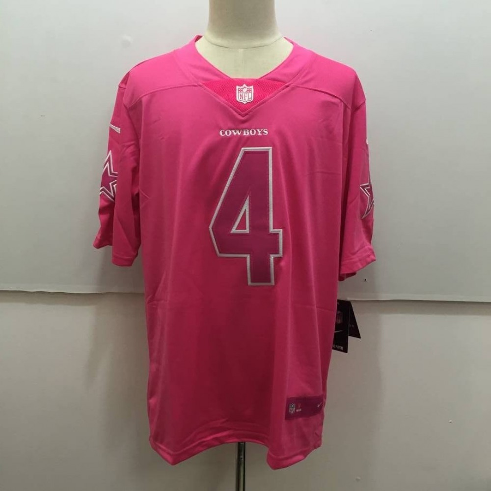 Men's  Dallas Cowboys #4 Dak Prescott Pink Limited Rush Stitched NFL Jersey