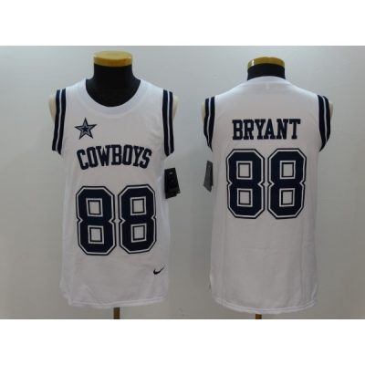 Men's  Dallas Cowboys #88 Dez Bryant White Stitched NFL Limited Rush Tank Top Jersey