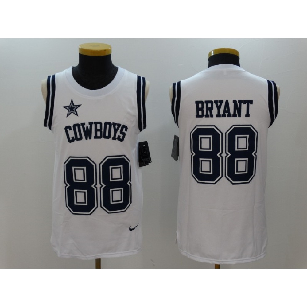 Men's  Dallas Cowboys #88 Dez Bryant White Stitched NFL Limited Rush Tank Top Jersey