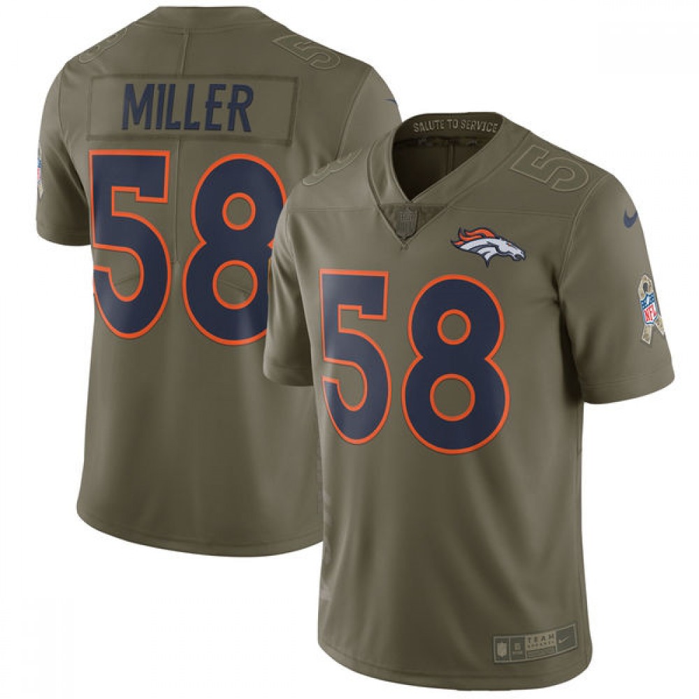 Men's  Denver Broncos #58 Von Miller Olive Salute to Service Limited Stitched NFL Jersey