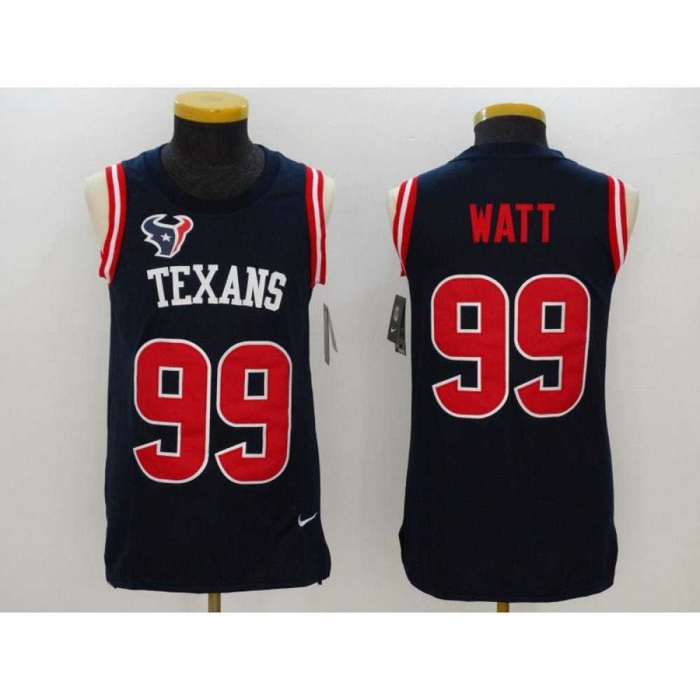 Men's  Houston Texans #99 J.J. Watt Navy Blue Team Color Stitched NFL Limited Rush Tank Top Jersey