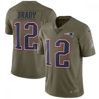 Men's  New England Patriots #12 Tom Brady Olive Salute to Service Limited Stitched NFL Jersey