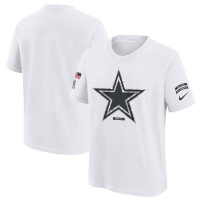 Youth Dallas Cowboys  White 2024 Salute To Service T-Shirt