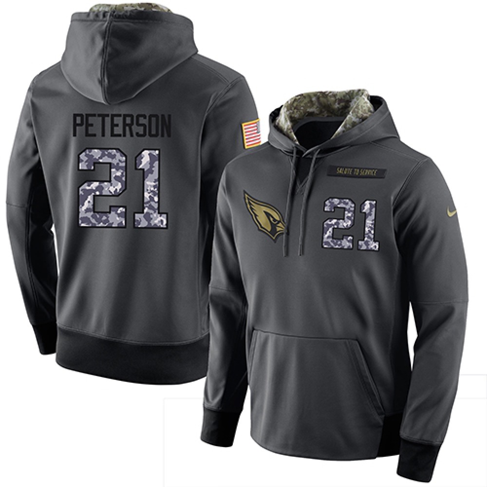 NFL Men's Arizona Cardinals #21 Patrick Peterson Stitched Black Anthracite Salute to Service Player Performance Hoodie
