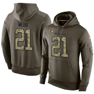 NFL Men's  Baltimore Ravens #21 Lardarius Webb Stitched Green Olive Salute To Service KO Performance Hoodie