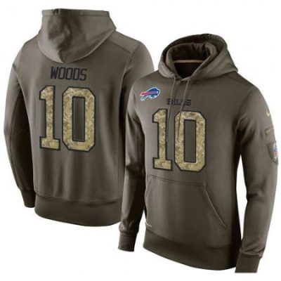 NFL Men's  Buffalo Bills #10 Robert Woods Stitched Green Olive Salute To Service KO Performance Hoodie