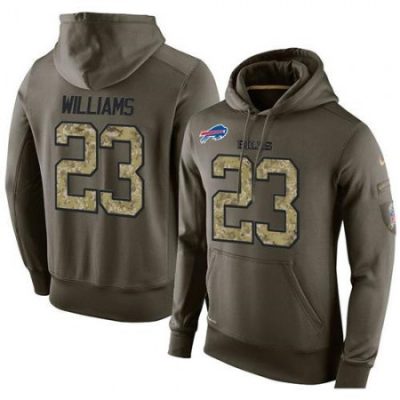 NFL Men's  Buffalo Bills #23 Aaron Williams Stitched Green Olive Salute To Service KO Performance Hoodie
