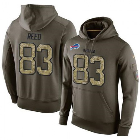 NFL Men's  Buffalo Bills #83 Andre Reed Stitched Green Olive Salute To Service KO Performance Hoodie